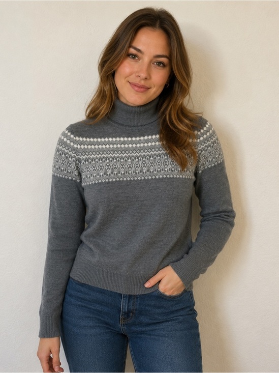 Ann Taylor Sweaters - Ann Taylor Loft Vintage Wool Cashmere Blend Long Sleeve Gray Fair Isle Sweater